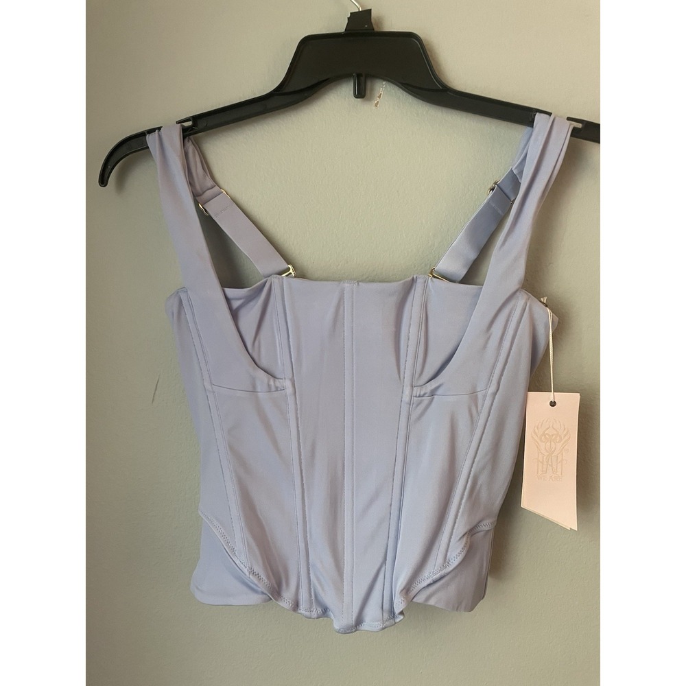 FREE PEOPLE We are HAH Knock‎ Out Top L Periwinkle Blue Bustier NWT $128